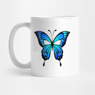 Butterfly Art Blue & Black of Simple White Background Mug